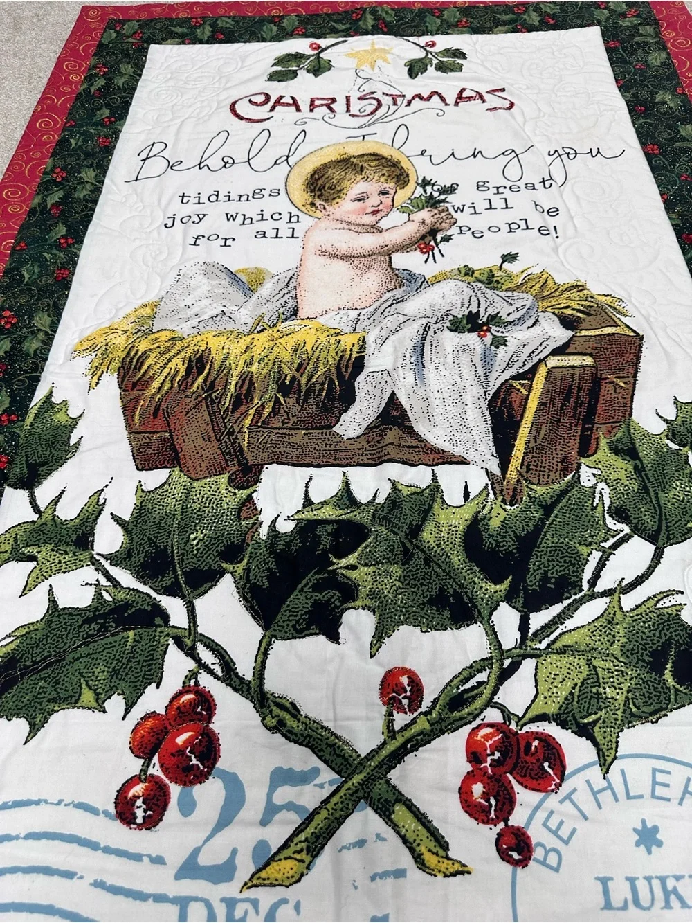 Quilted CHRISTMAS Wall Hanging - Handmade - WALL Decor  Approx. 50”x31”